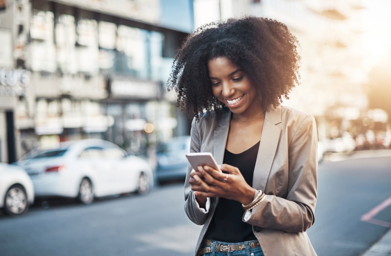 woman viewing vertical video mobile